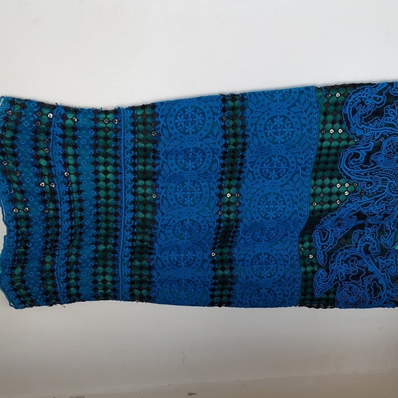 BCBG maxazria Manuela embroidered sequin lace blue/green dress size 6 - Picture 1 of 12